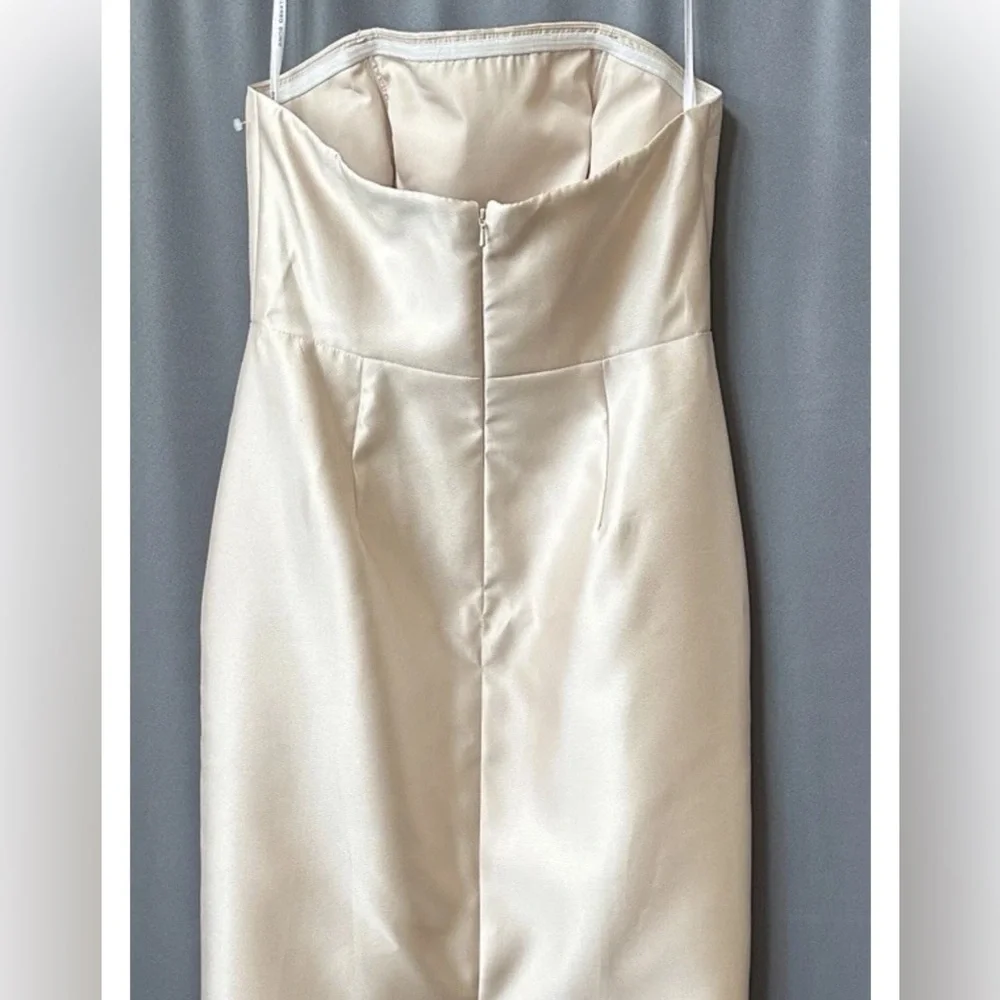 ALFRED SUNG Strapless Satin Maxi Gown in Champagne - Picture 6 of 10